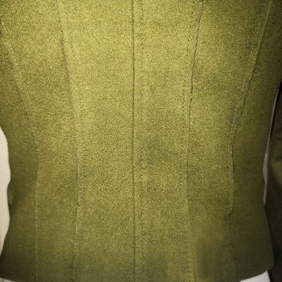 Army green double-breasted tapered military blazer suit jacket - Picture 9 of 10